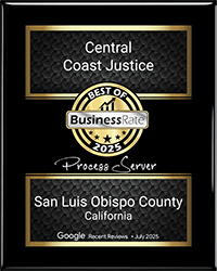 Best of BusinessRate 2025; Process Server; San Luis Obispo County California